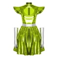 thumbnail image 5 of Aislor Womens Metallic Space Alien Shiny Robot Dress Carnival Outfits with Gloves Green XXL, 5 of 7