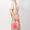 thumbnail image 4 of Bolso bohemio para mujer, bolso de lona con cordón y borla, bolso de playa de verano (rojo rosa), 4 of 8