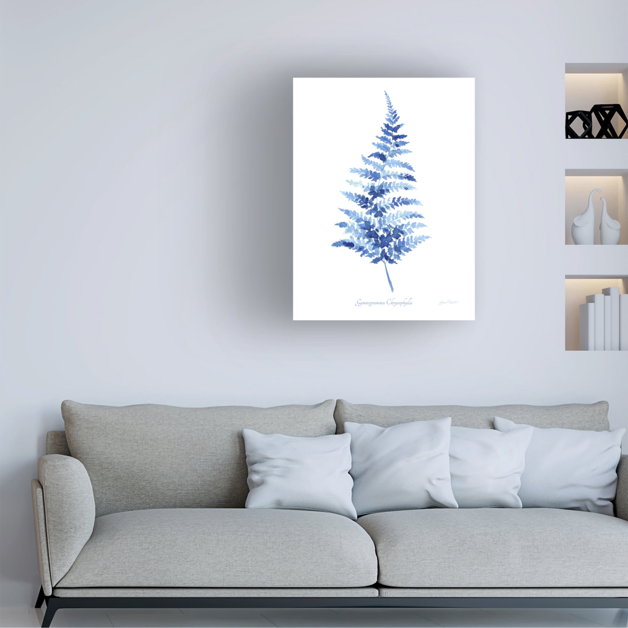 Canvas Wall Art - Jean Plout 'Indigo Botanical 10' Wall Art for Living Room, Bedroom, or Office Décor by Trademark Fine Art - 35 x 47 Inches