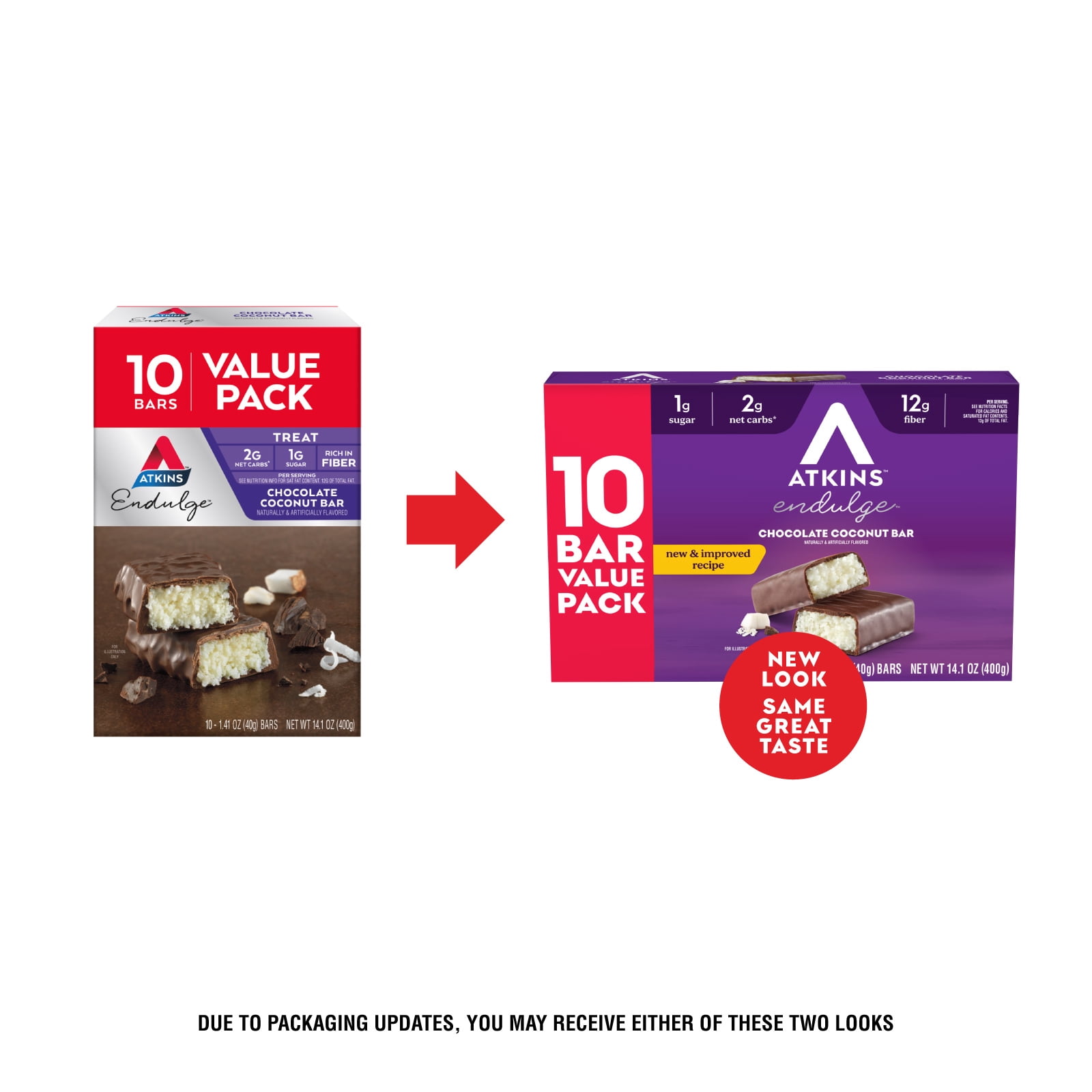 (3 pack) Atkins Endulge Treats, Chocolate Coconut Bar, Keto Friendly, 10 Count (Value Pack)
