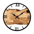 thumbnail image 4 of Luzkey Wall Clock Silent Wood Decor Wall Hanging Clock Non Ticking Rustic Country Artistic Tree Rings Pattern Suitable for Office Living Room Bedroom Kitchen brown Roman numerals, 4 of 8