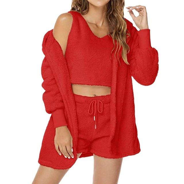 Traje informal de 3 piezas para mujer, suave y cómodo, para el hogar