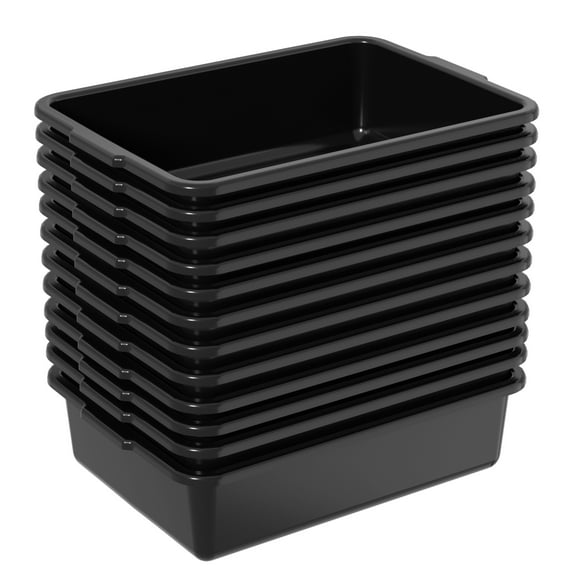 Kekow 12-Pack Plastic Bus Box, 13 L Commercial Bus Tubs, Black