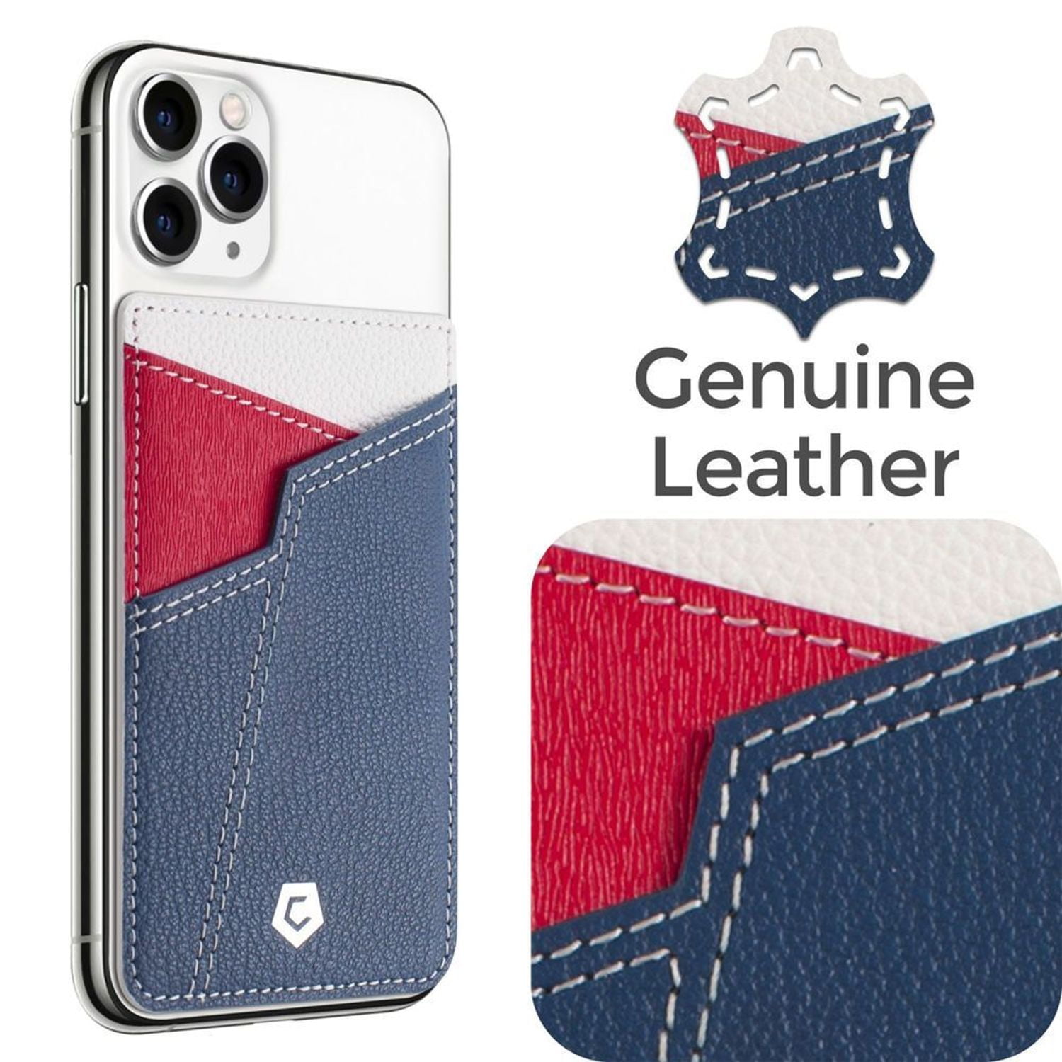 Stick-On Genuine Leather Card Holder Adhesive ID Credit ...