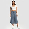 thumbnail image 6 of Barrel Pants for Women Cropped Linen Capris Petite Drawstring Wide Leg Cotton 2026 Casual Summer Boho Baggy Palazzo Pull On Trousers Blue 2XL, 6 of 7