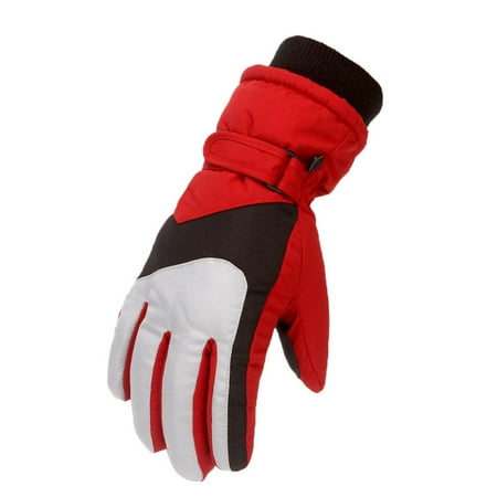 

YWDJ 4-16 Years Toddler Girls Boys Snow Gloves Kids Ski Winter Gloves Waterproof Windproof Kids Warm Gloves Red M