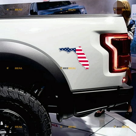 Florida Map American Flag Car Magnet Magnetic Sticker Decal - 2 Pack Reflective 4" - for Truck Door Fridge Reusable Waterproof