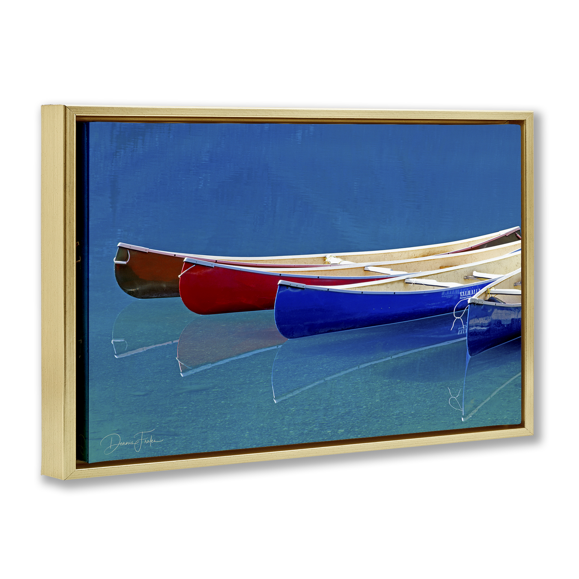Stupell Industries Various Canoe Boats Transportation Photography Gold Floater Framed Canvas Art Print Wall Art, 25 x 17