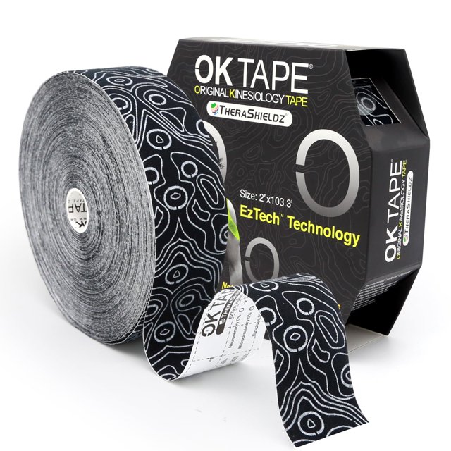 Cinesiology Tape OK TAPE Bulk, 31,5 m, adhesivo profesional, color negro