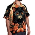 thumbnail image 2 of Retro Cat Men's Casual Poplin Button Down Short Sleeve Shirts for Summer Beach - Unisex, 2 of 6