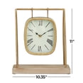 thumbnail image 4 of DecMode 11" Gold Metal Suspended Hanging Clock with Wood Base, 4 of 12
