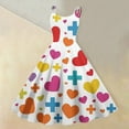 thumbnail image 2 of LWavelet 2026 Valentine's Short Sleeve Ruffled Dress, Women's Love Heart Rose Flowy A Line Casual Sundresses White XL, 2 of 4