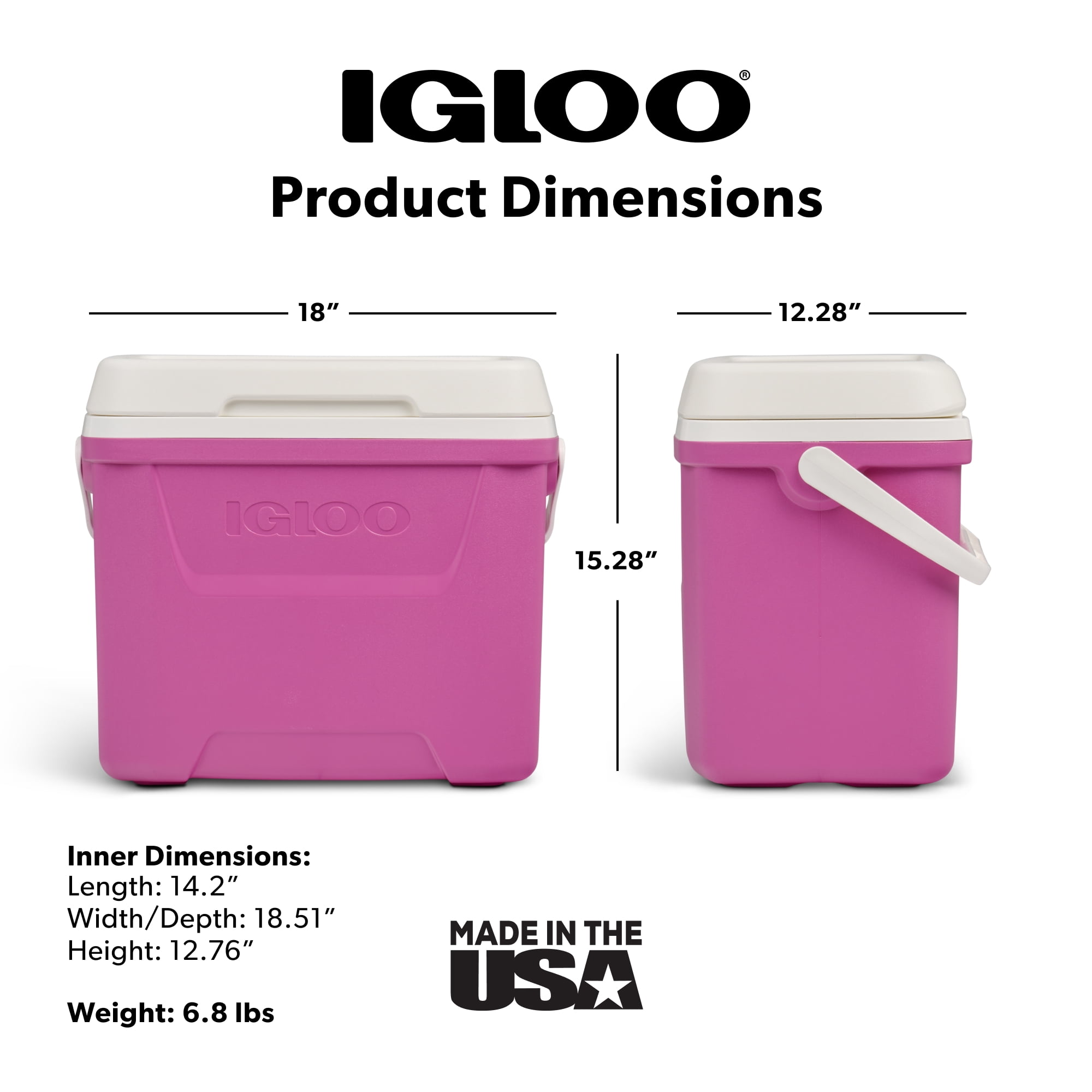 Igloo 28 QT Laguna Hard-Sided Ice Chest Cooler, Pink