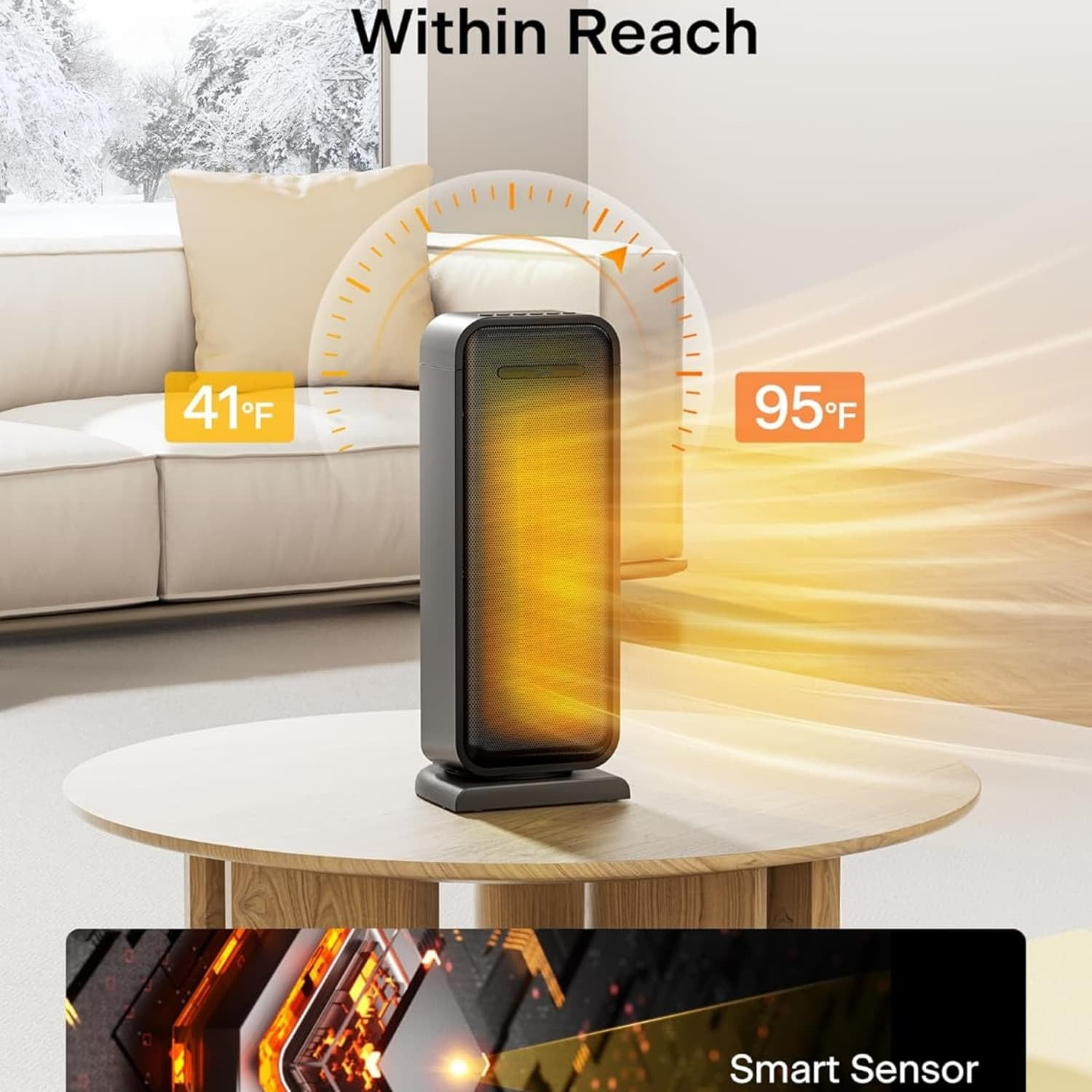 1500w Electric Space Heater for Indoor Use with Thermostat Oscillation and Remote – Portable Ceramic Heater for Bedroom Home and for Office Under Desk