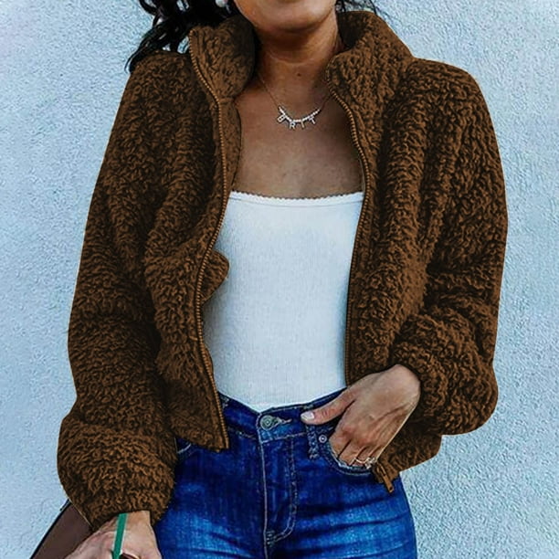 Puntoco Chaqueta tipo sudadera de manga larga con cremallera y solapa para mujer, informal, para exteriores Puntoco Puntoco-1