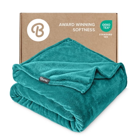 Bare Home Microplush Fleece Blanket - 300 GSM - Fuzzy Microfleece - Soft & Plush - Twin/Twin XL Emerald