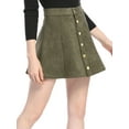 thumbnail image 3 of MODA NOVA Junior's Faux Suede Front Button Mini A-Line Skirt, 3 of 6