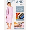 thumbnail image 3 of Casual Nights Women's Fleece Long Sleeve Nightgown, Floral Microfleece Sleepwear with Lace Trim and 3-Button Crew Neck, Floral/Pink Medium, 3 of 6