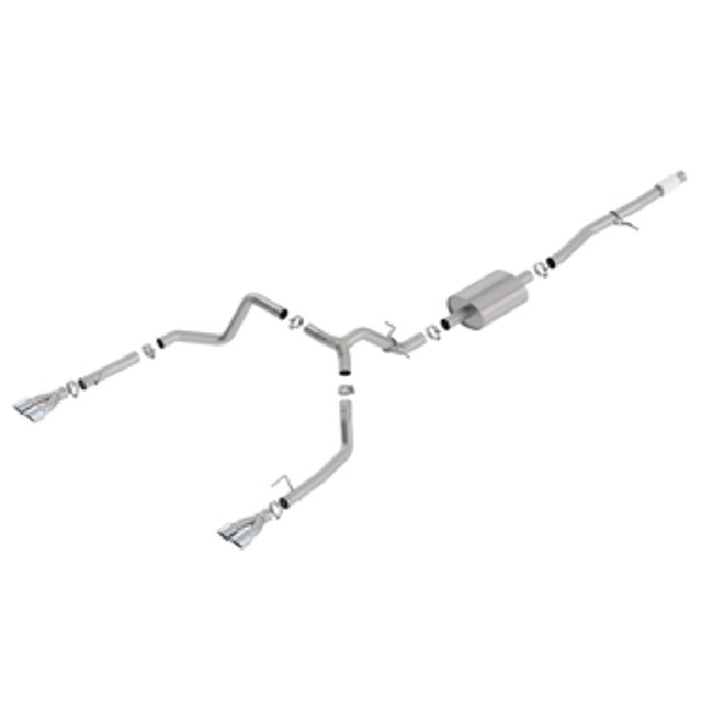 Borla Exhaust System Kit 140781 S-Type Cat Back System; T-304 Stainless Steel; With Muffler; 3 Inch Pipe Diameter To 2-3/4 Inch Pipe Diameter; Single Exhaust With Quad Exit; Quad Split Rear Exit