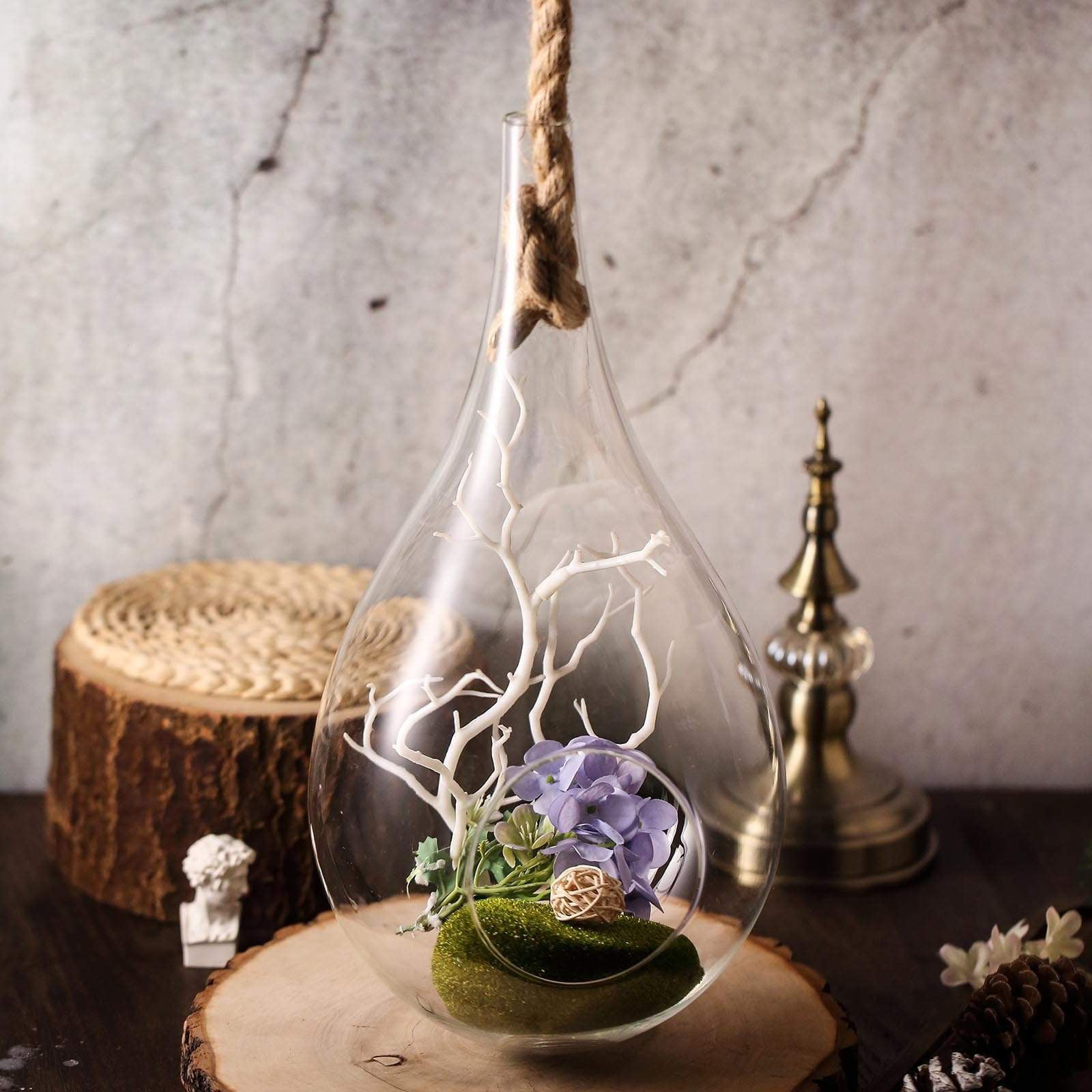 Glass hanging globe terrarium for air plant moss wedding gift candle decor stand 