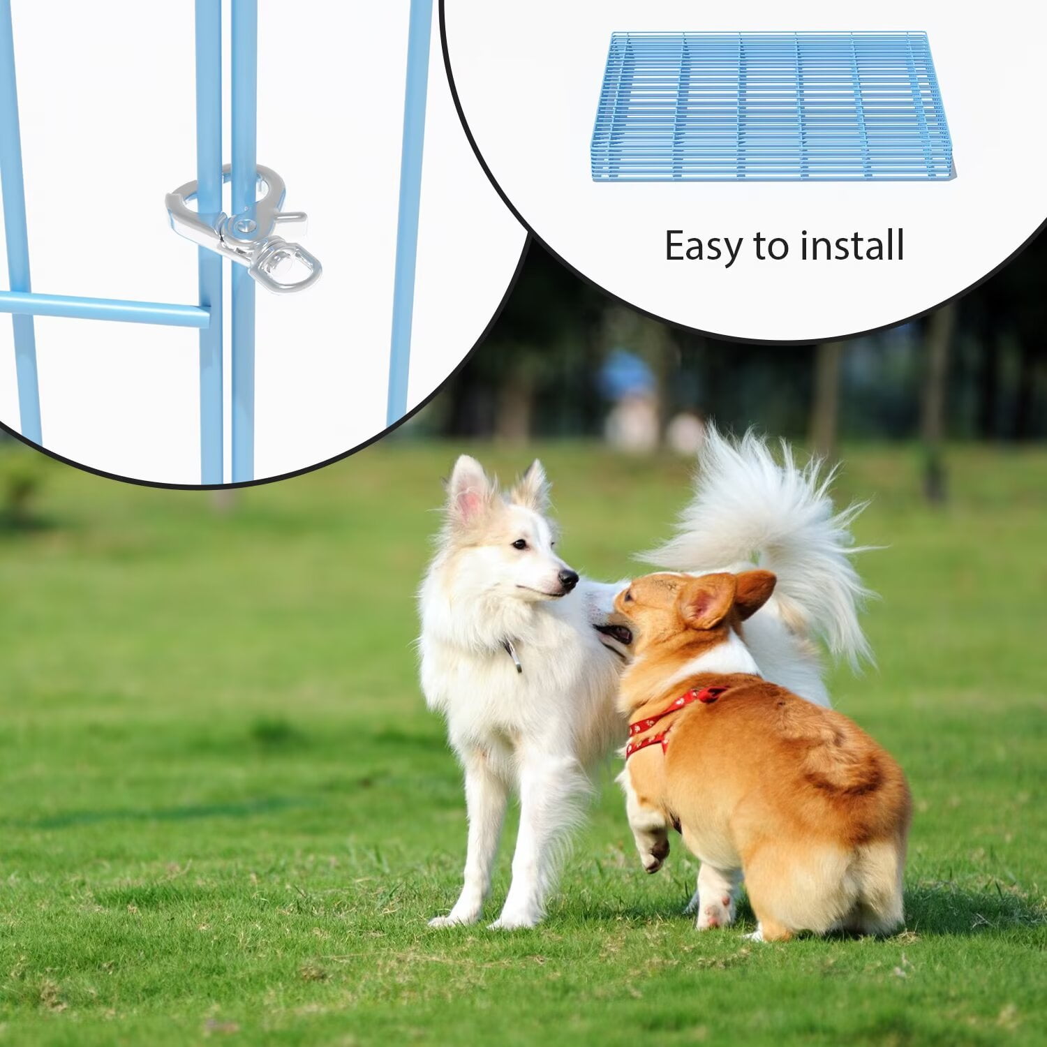YRLLENSDAN,24In,8 Panel,Outdoor Dog Fence,Puppy Play Pen for Indoors,Dog Play Pen Indoors,Easy To Assemble and Store,Foldable,Blue