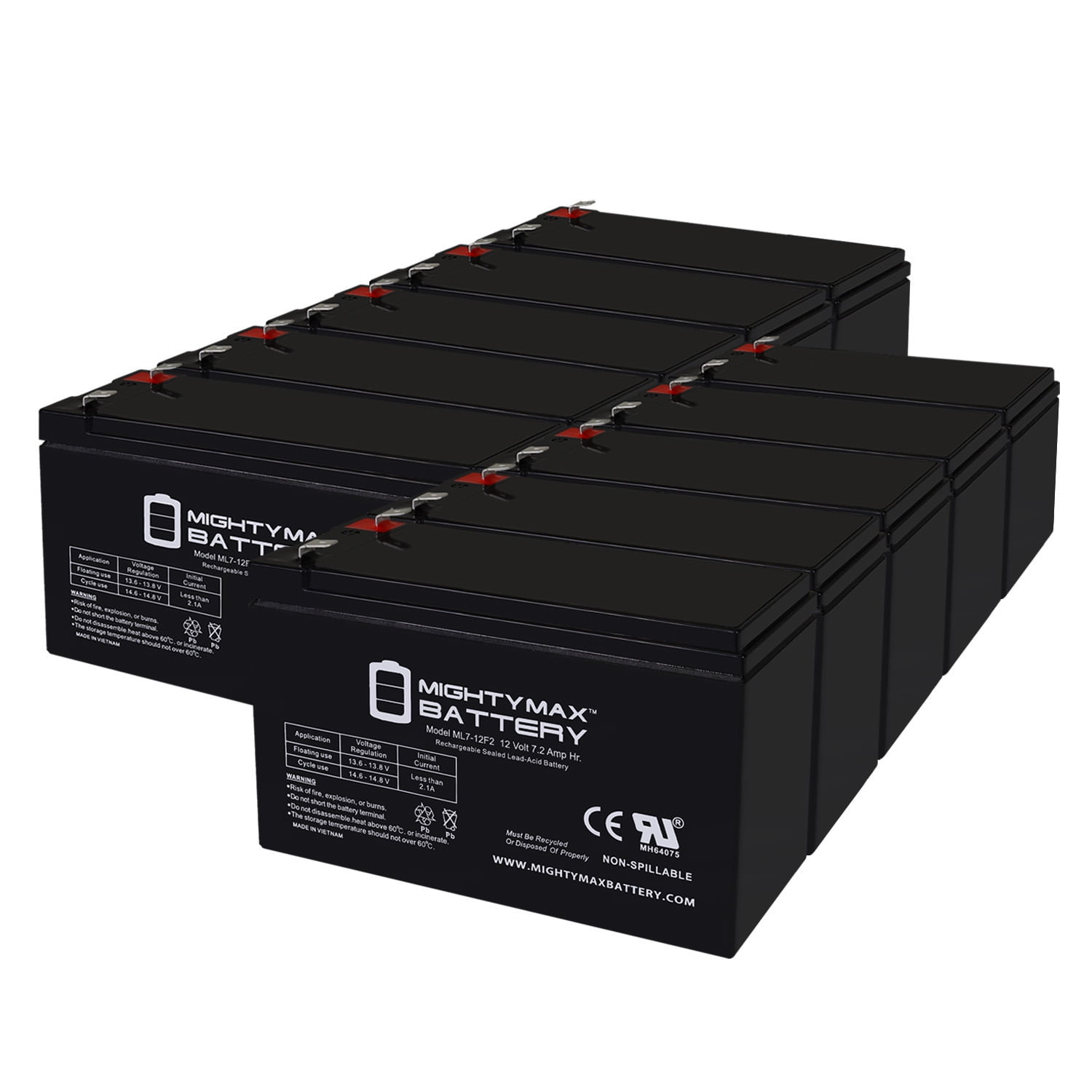 12V 7Ah F2 Replacement Battery for Geek Squad 1500VA - 10 Pack