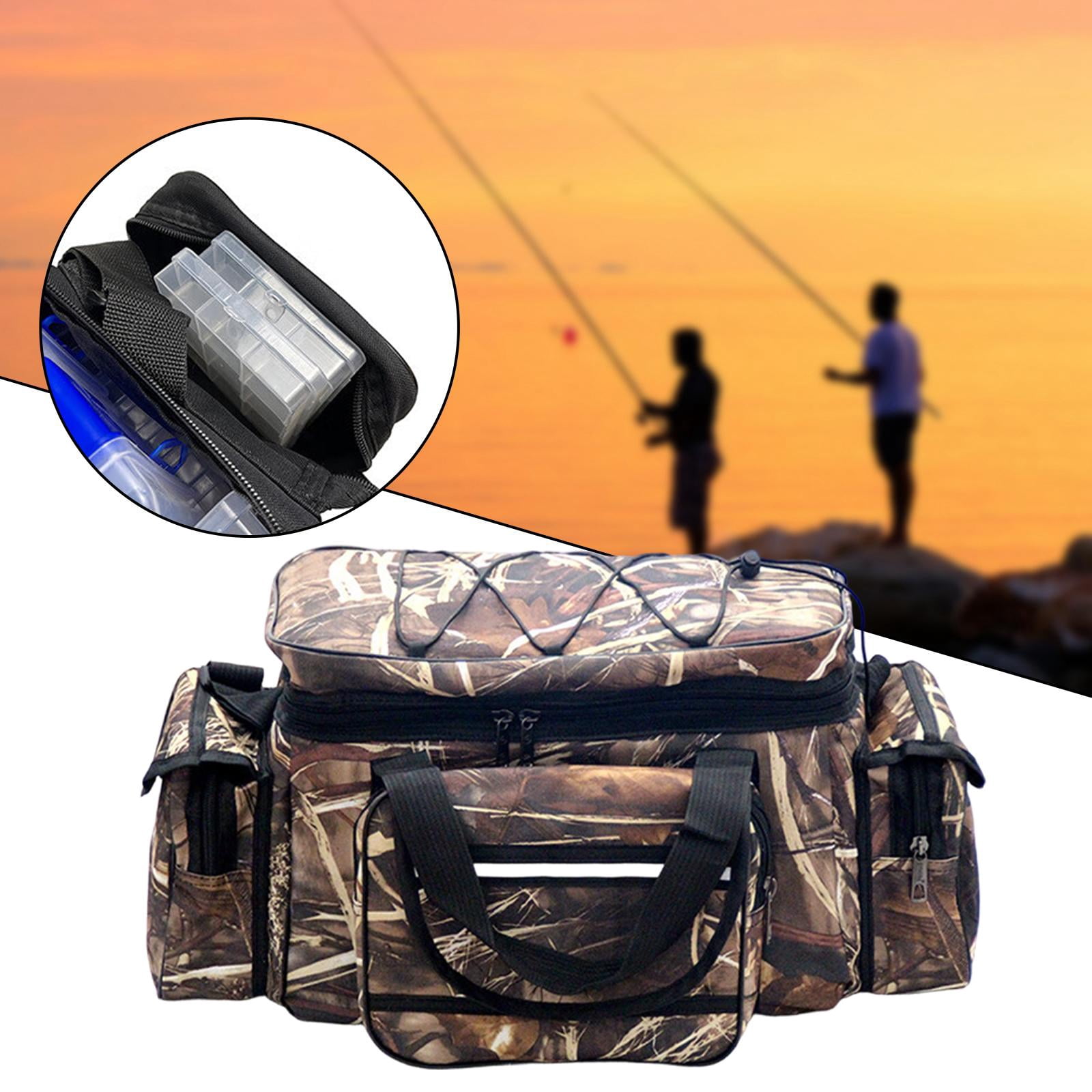 Wswqop Fishing Bag Carry Case Multipurpose Organizer Fishing Pole Reel Gear Storage Bag