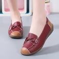 thumbnail image 3 of Bowknot Leather Loafers for Women Lightweight Walking Flats Comfortable Wide Toe Box Non Slip Work Shoes Red Size 8.5, 3 of 4