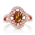 thumbnail image 2 of Gem Stone King 1.47 Ct Oval Orange Red Madeira Citrine 18K Rose Gold Plated Silver Ring (Size 8), 2 of 4