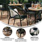 BizChair Lila Indoor/Outdoor Stacking Rattan Patio Chairs, Set of 2, Beige