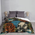thumbnail image 4 of XMXT Flannel Throw Blanket for Couch, Warm Diamond Skull Rose Print Bed Sofa Decor Blankets for Home Bedroom, 50 x 40 inches, 4 of 8