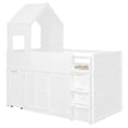 thumbnail image 6 of Harper & Bright Designs Twin House Loft Bed with Roof and Roll-Out Desk Desk, Wooden Twin Loft Bed Frame with Drawers and Cabinets for Boys Girls, Space Saving Loft Bed, White, 6 of 20