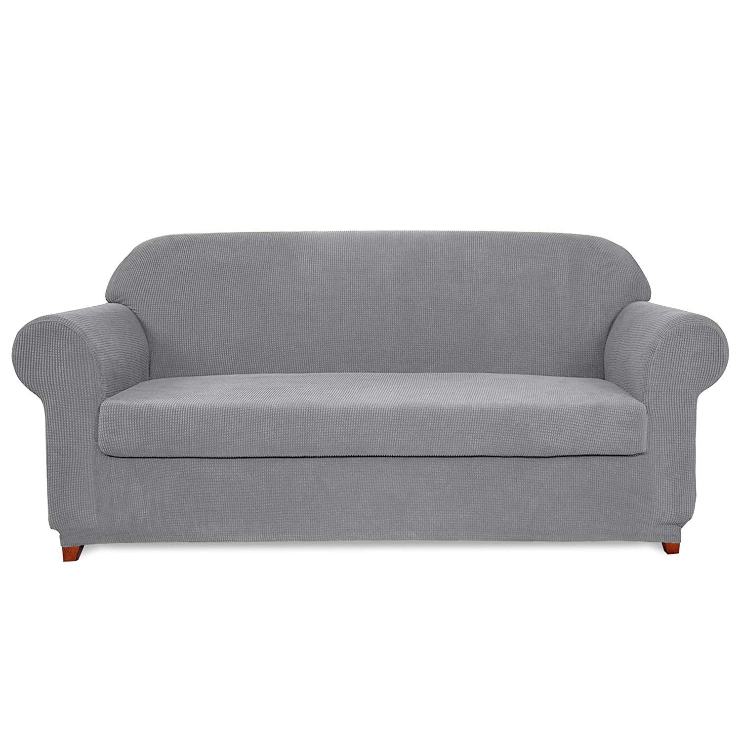 Grey Stretch 2-Seater Sofa Love Seat Cover Settee Couch Slipcover Protector 