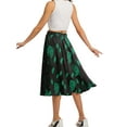 thumbnail image 2 of JWD Women's Skirts Flowy Maxi Skirt Summer Long Midi Length Casual Skirt Elegant Cool Dress with Pockets Black Green Leaf M, 2 of 10