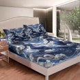 thumbnail image 3 of YST Retro Aesthetics Bed Sheets Set 4 Pieces,Mysterious Blue Girl Sheet Set,White Cloud Pattern Sheets with 2 Pillowcases,Abstract Art Flat Fitted Sheet Soft Bedroom Decor,Twin Size, 3 of 5