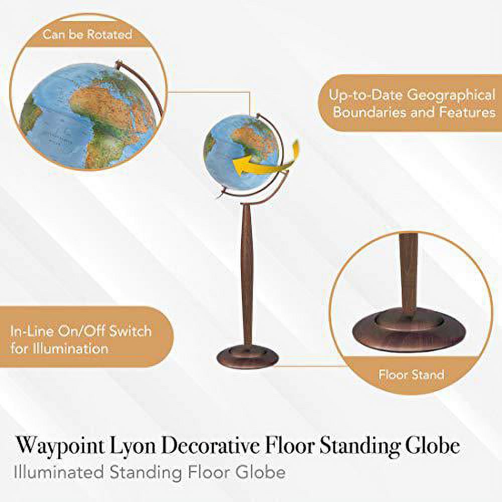 Waypoint Geographic Lyon Blue Oceans Floor Standing Globe