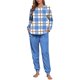 thumbnail image 4 of Conjunto de pijama informal de invierno para mujer, de doble cara, con cuello redondo estampado, manga larga, top anudado a mano, pantalones con cordón ajustable, ropa de casa, blusa de poliéster., 4 of 7