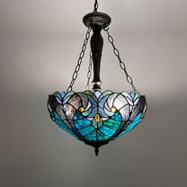 Tiffany Pendant Lights Ceiling Light Green Brown Stained Glass LED Bulbs Included for Dining Room Living Room Bedroom 16"W*16"D*60"H