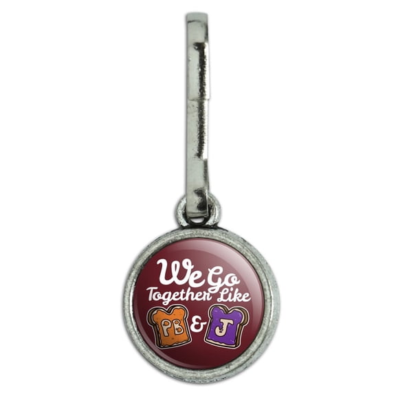 Peanut Butter and Jelly Together PB&J Best Friends Antiqued Charm Clothes Purse Suitcase Backpack Zipper Pull Aid