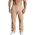 thumbnail image 5 of Mens Joggers with Pockets - Teen Boys Baggy Sweatpants, Drawstring Waist, Y2k Wide Leg Pants for Yoga & Gym Camel L, 5 of 5