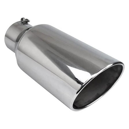 4 x 6 in. Diesel Series Round Rolled Edge Angle Cut Bolt-On Exhaust Tip