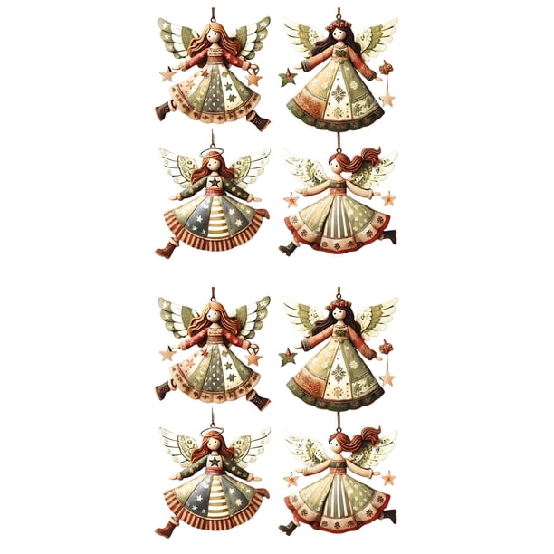 Adornos navideños de madera con forma de ángel. Adornos rústicos de estilo granja con forma de ángel. Adornos para colgar en el árbol de Navidad para decorar el hogar en Navidad.