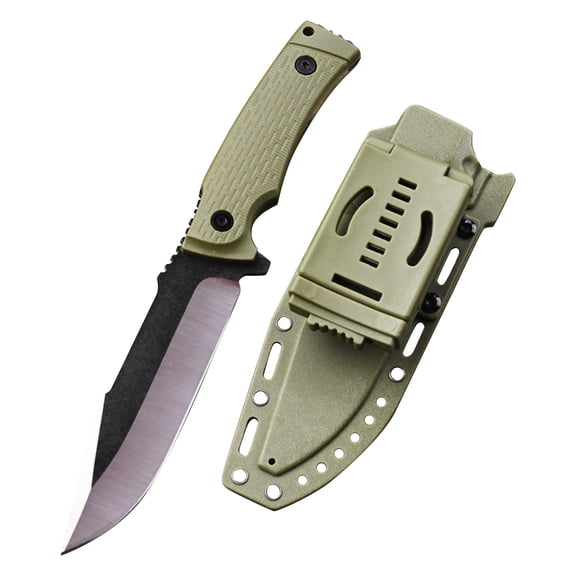 Fixed Blade Outdoor Knife Made from a Single Piece of AUS-8 Steel with Sheaths for Outdoor Activities and Camping, Gifts for Men(Green)