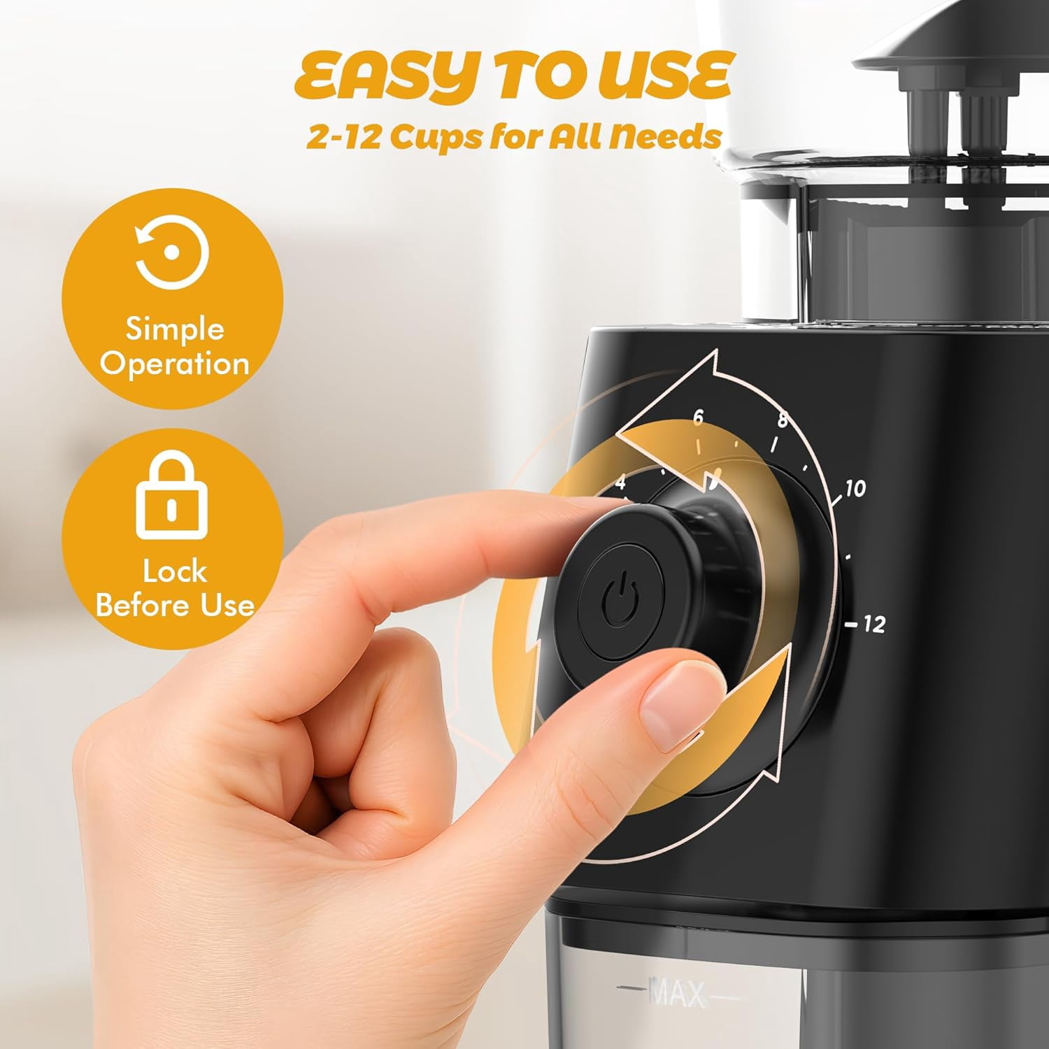 Electric Coffee Grinder with 30 Grind Settings for Espresso Drip & Americano, Black Burr Mill