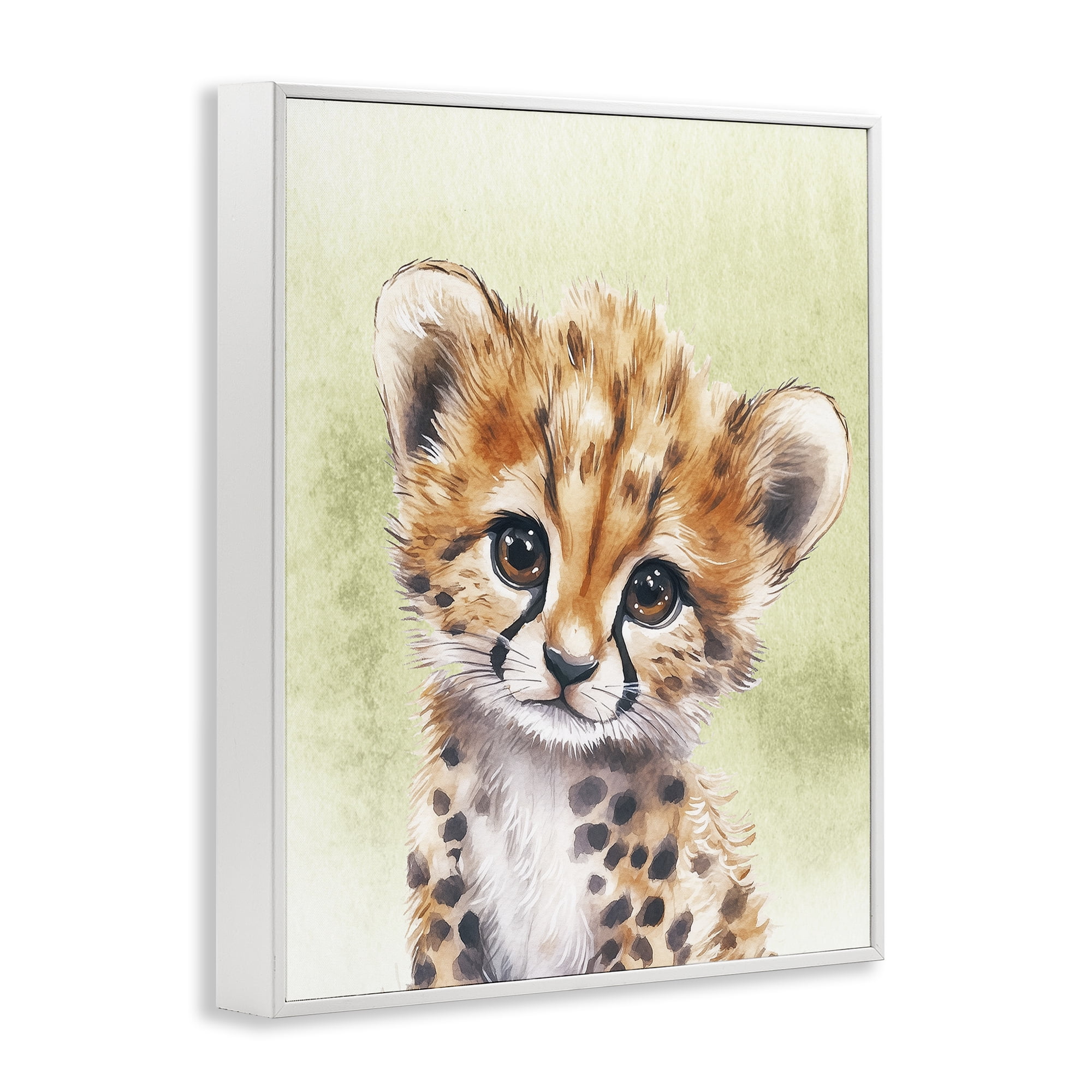 Stupell Industries Jungle Friends Baby Cheetah White Framed Giclee Art, design by Christine Simpson Art