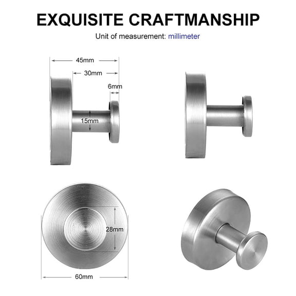 SPOORYYO Stainless Steel Suction Cup Hook - No Drilling Needed, Removable and Reusable for Kitchen and Bathroom Use with 15LB Capacity