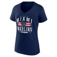 thumbnail image 2 of Women's Navy Miami Marlins Americana Team V-Neck T-Shirt, 2 of 3