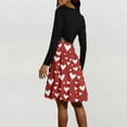 thumbnail image 4 of Valentine Dress for Women 1950S Retro Long Sleeve V-Neck Cocktail Dresses with Belt Love Heart Printing A-Line Dress Red M, 4 of 6