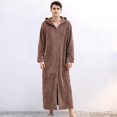 thumbnail image 5 of Choosebetter Womens Zip Up Robe Sweatshirt Robe Long Hooded Robe Floor Length Bathrobe Long Sleeve House Coat Lounger with Pockets, 5 of 5