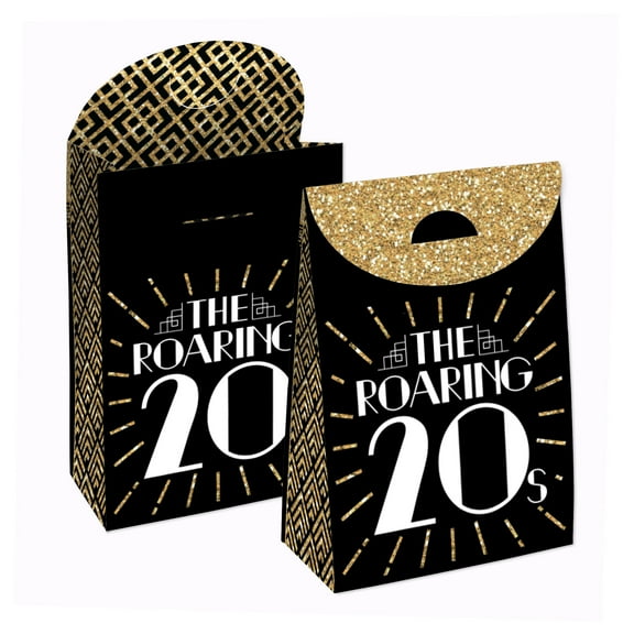 Big Dot of Happiness Roaring 20’s - 1920s Art Deco Jazz Gift Favor Bags - Party Goodie Boxes - Set of 12